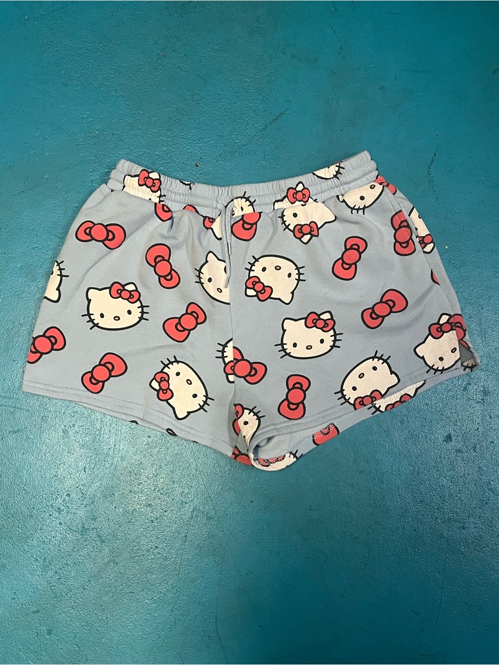 Hello Kitty Light Blue Shorts with Red Accents